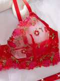 Women Mesh Floral Embroidered Underwire Bra Sexy Lingerie
