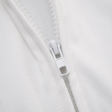 Women Fall Sexy Triangle Cup Hooded Long-Sleeved Jacket and Shorts Three-Piece