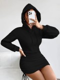 Women Fall/Winter Hooded Long-Sleeved Hoodies Dress