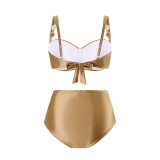 Women Lace-Up Solid Beach Bikini