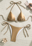 Women Lace-Up Solid Beach Bikini