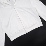 Women Fall Sexy Triangle Cup Hooded Long-Sleeved Jacket and Shorts Three-Piece