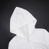 Women Fall Sexy Triangle Cup Hooded Long-Sleeved Jacket and Shorts Three-Piece