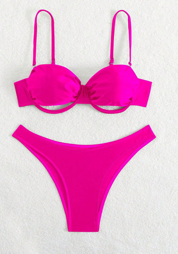Women Sexy Two-Piece Solid Bikini