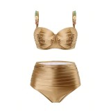 Women Lace-Up Solid Beach Bikini