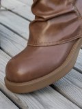 Stylish Brown Mid-Calf Boots with Chunky Sole Fashion Shorts for Women