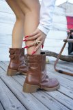 Stylish Brown Mid-Calf Boots with Chunky Sole Fashion Shorts for Women
