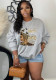 Women's Autumn Winter Fashion Long Sleeve Round Neck Casual Letter Print Top