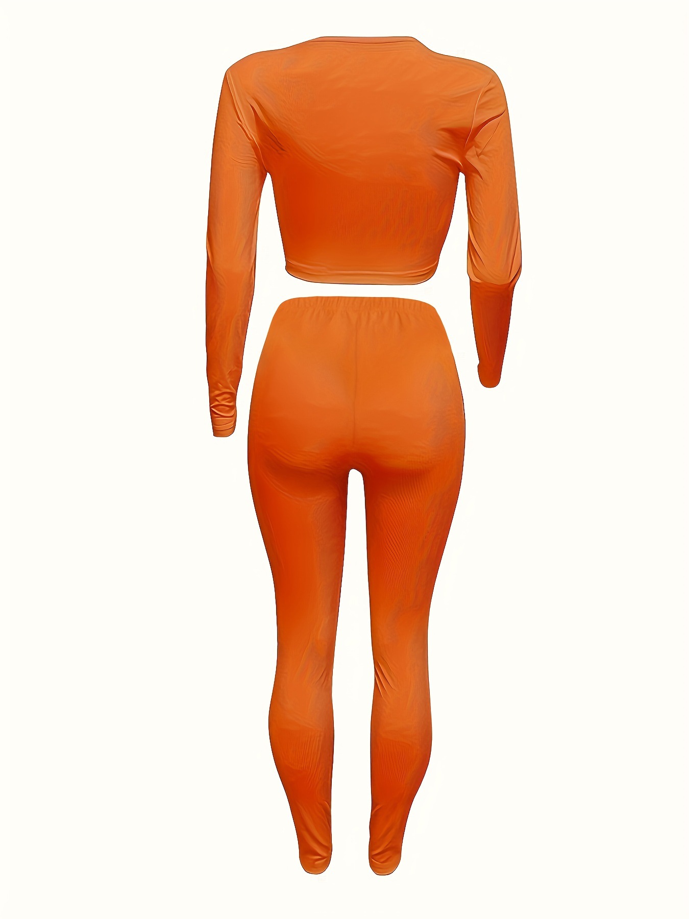 Women's Casual U-Neck Long Sleeve Two Piece Pants Set