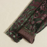 Women's Sexy Autumn Slim-Fitting Flocked Round Neck Long Sleeve Stretch Bodysuit