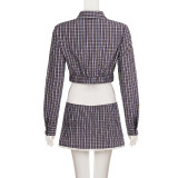 Women's Plaid Lace Trim Elastic Tie-Waist Trendy Woven Short Shirt Set