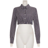 Women's Plaid Lace Trim Elastic Tie-Waist Trendy Woven Short Shirt Set