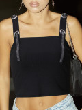 Women's Sexy Autumn Slim-Fitting Crop Top Low Back Beaded Strap Tank Top