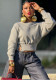 Women's Short Side Button Slim Waist Round Neck Top