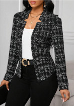 Women's Fashion Floral Print Plaid Slim-Fitting Blazer