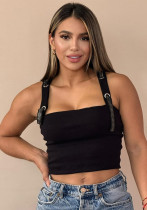 Women's Sexy Autumn Slim-Fitting Crop Top Low Back Beaded Strap Tank Top