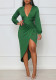 Women's Sexy Bodycon Deep V Slim Waist Lantern Sleeve Ruffle Slit Evening Party Dress