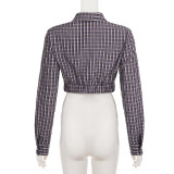 Women's Plaid Lace Trim Elastic Tie-Waist Trendy Woven Short Shirt Set