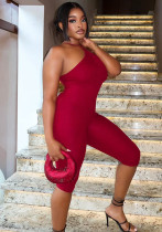 Women's Autumn Solid Color Casual Slim-Fitting Halter Neck Strapless Low Back Sleeveless Long Jumpsuit