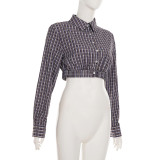 Women's Plaid Lace Trim Elastic Tie-Waist Trendy Woven Short Shirt Set