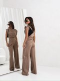 Women's Fashion Casual Solid Color Irregular Short Sleeve Loose Pants Set