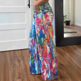 Women's Fashion Casual Straight-Leg Painted Stretch Denim Pants