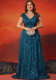 Women's Large V-Neck Sequin Floor-Length Elegant Bell Sleeve Formal Party Evening Gown