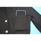 Women's Fashion V-Neck Single Row Buttons Long Sleeve Solid Long Dress