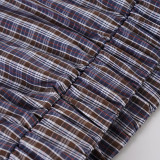 Women's Plaid Lace Trim Elastic Tie-Waist Trendy Woven Short Shirt Set