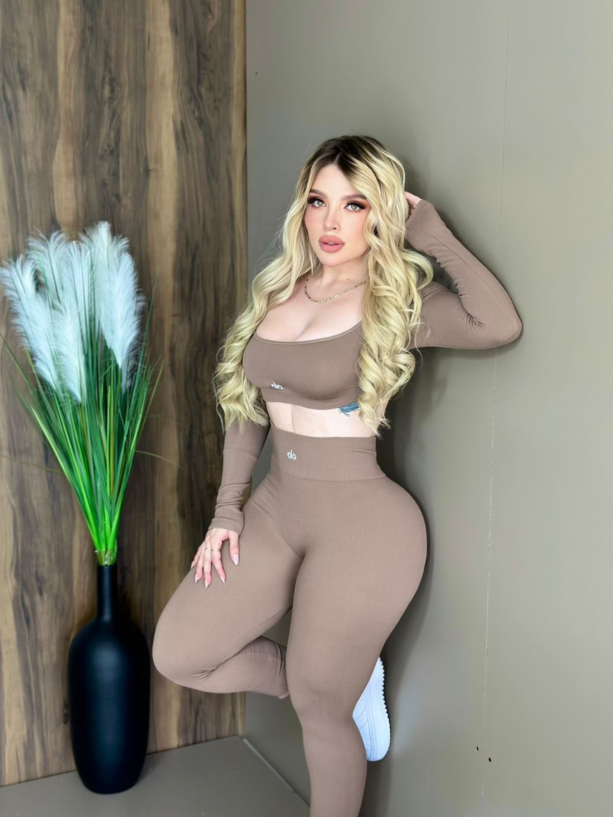 Women's Autumn Fashion Letter High Waist Solid Color Sport Yoga Pants Set