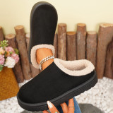 Women's Winter Plush Warm Fleece Soft Sole Round Toe Flat Bottom Slippers