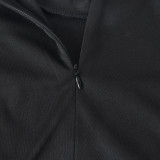 Women's Autumn Slit Stand Collar Slim-Fitting Patchwork Mesh Plaid Dress