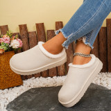 Women's Winter Plush Warm Fleece Soft Sole Round Toe Flat Bottom Slippers