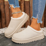 Women's Winter Plush Warm Fleece Soft Sole Round Toe Flat Bottom Slippers