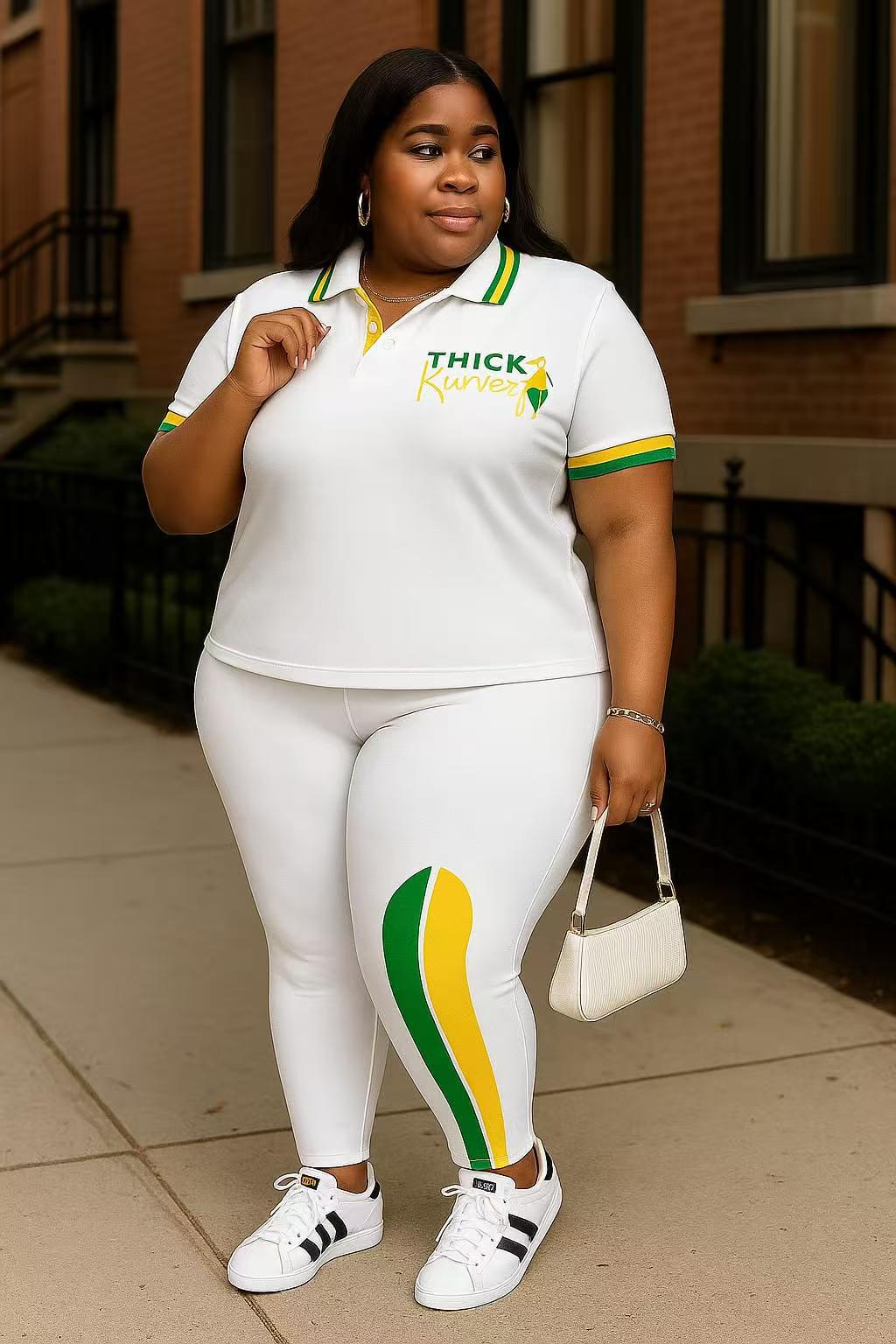 Plus Size Women's Fashion Casual Short Sleeve Two Piece Pants Set