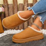 Women's Winter Plush Warm Fleece Soft Sole Round Toe Flat Bottom Slippers