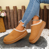 Women's Winter Plush Warm Fleece Soft Sole Round Toe Flat Bottom Slippers