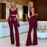 Women Sexy Casual Top and Two-Piece Pants Set