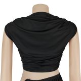 Women Casual Sleeveless Crop Top and Two-Piece Pants Set