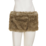 Women sexy fur solid shorts