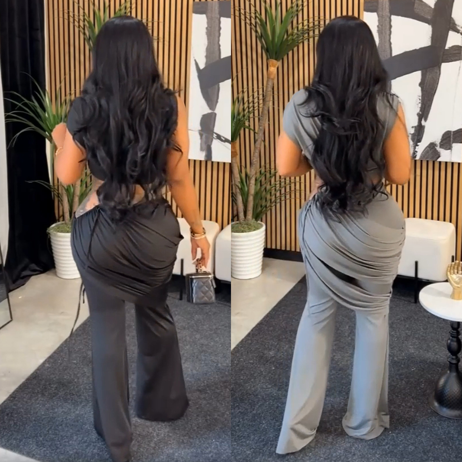 Women Casual Sleeveless Crop Top and Two-Piece Pants Set