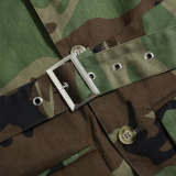 Women Autumn/Winter Camouflage Belted Jacket