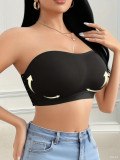 Plus Size Women Spring/Summer Solid Strapless Strapless Top