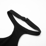 Women Fall Halter Neck Irregular Cutout Backless Solid Jumpsuit