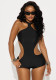 Women Fall Halter Neck Irregular Cutout Backless Solid Jumpsuit