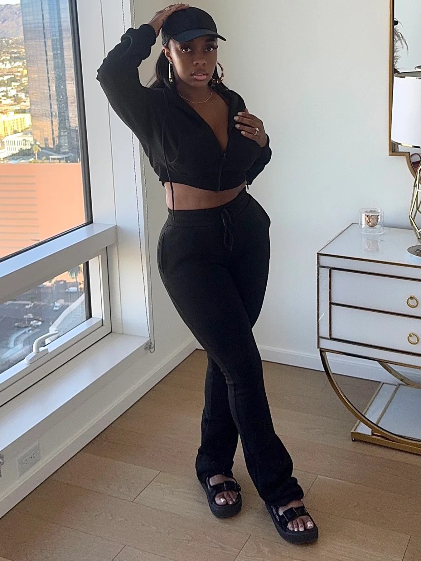 Women Hoodies and Bell Bottom Pants Two-Piece Set