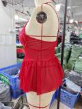 Plus-Size Women Lace See-Through Miniskirt Thong Sexy Lingerie