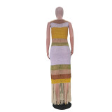 Women Casual Tassel Knitted Beach Dress