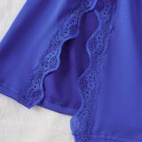 Women Sexy Lace Lace-Up Slit Nightdress Sexy Lingerie