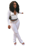 Women Turndown Collar Half-Zip Top and Drawstring Wide-Leg Pants Casual Athletic Two-Piece Set